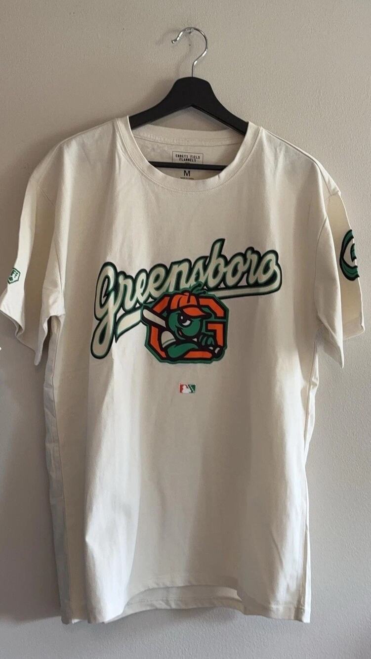 Greensboro Grasshoppers T Shirt Mens M White Baseball Ebbets Field NWOT
